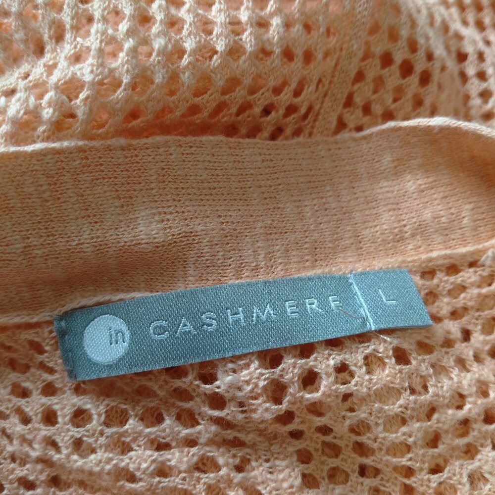 in Cashmere Linen Blend Open Knit Longline Open Front Cardigan Size Large Beachy - Picture 7 of 8